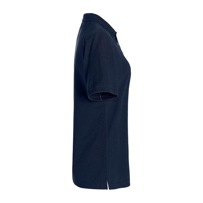 Basic polo getailleerd korte mouw dames navy-blauw