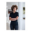 Basic polo getailleerd korte mouw dames navy-blauw