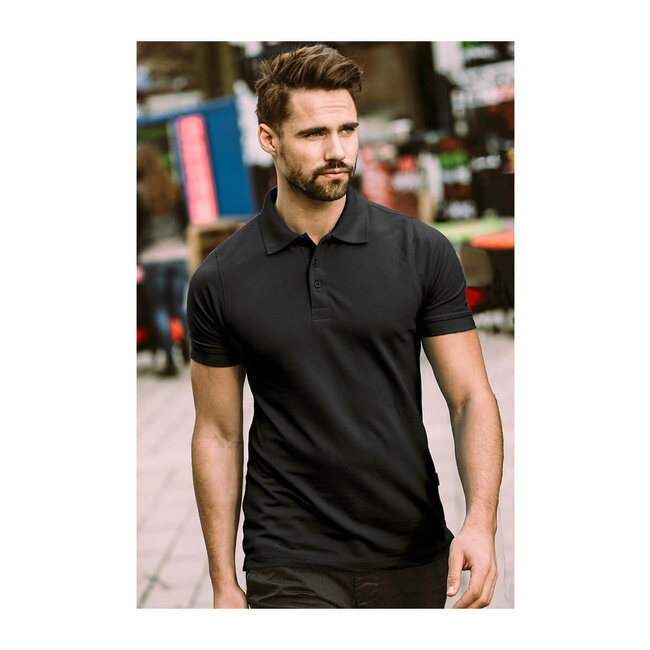 Basic polo getailleerd korte mouw heren wit