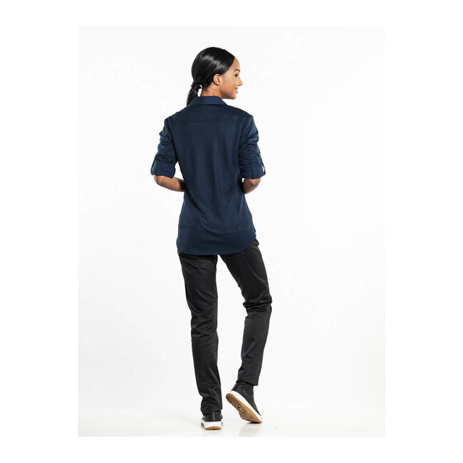 Premium blouse stretch dames navy-blauw