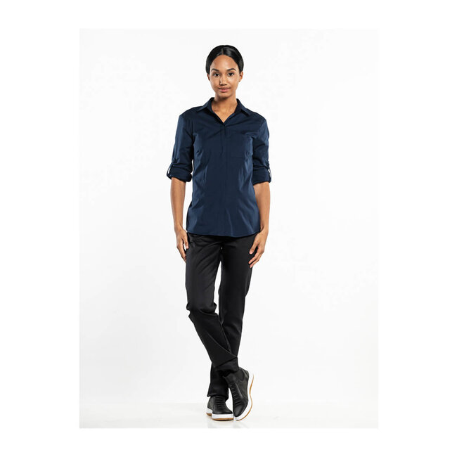 Premium blouse stretch dames navy-blauw
