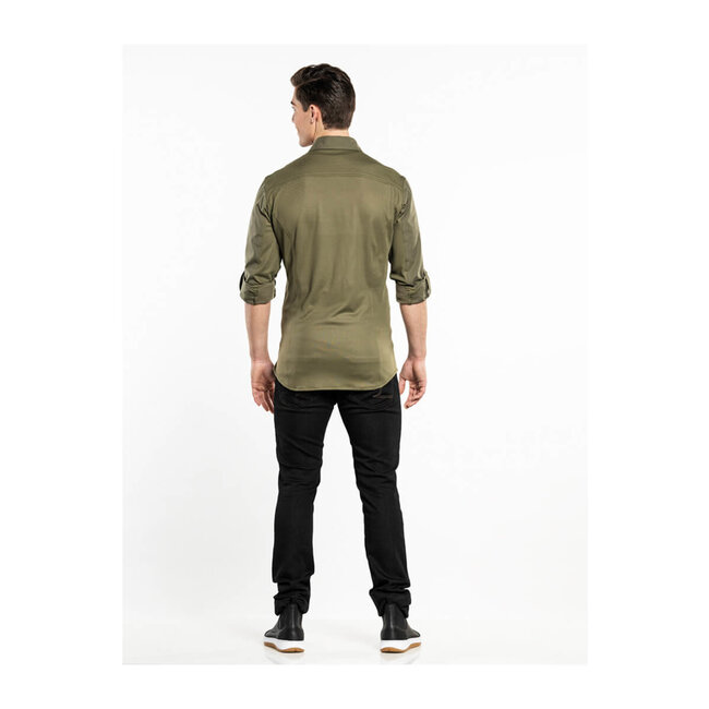 Premium overhemd stretch heren olijfgroen