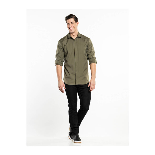 Premium overhemd stretch heren olijfgroen