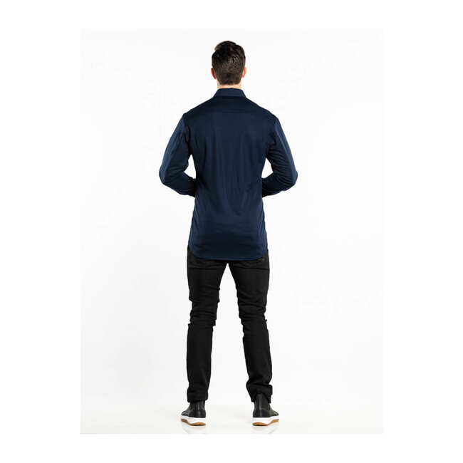 Premium overhemd stretch heren navy-blauw