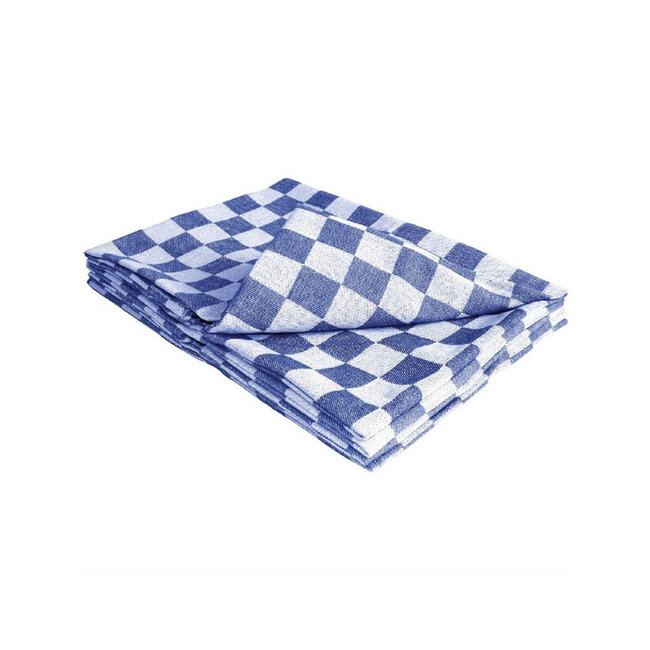 Basic Theedoek geblokt blauw wit