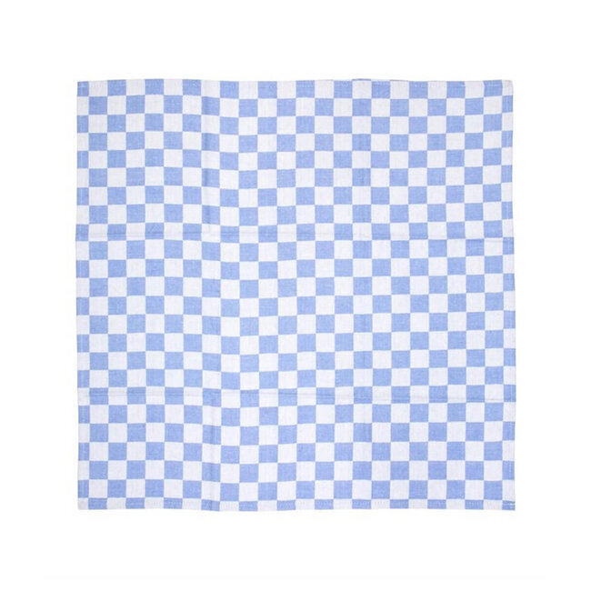 Basic Theedoek geblokt blauw wit