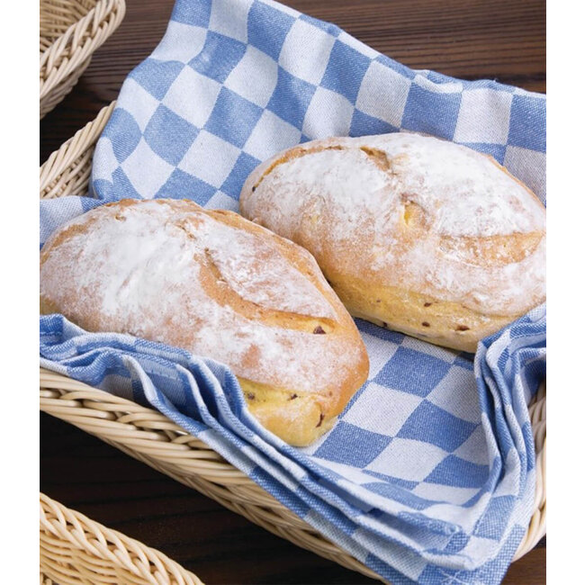 Basic Theedoek geblokt blauw wit
