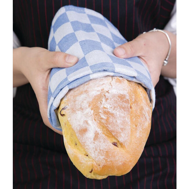 Basic Theedoek geblokt blauw wit