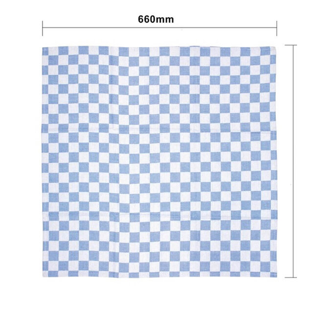 Basic Theedoek geblokt blauw wit