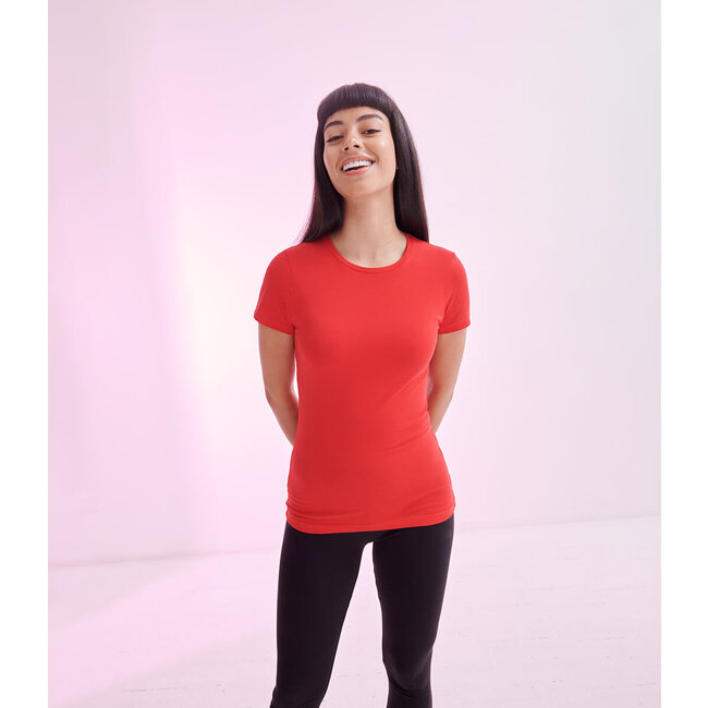 Premium t-shirt dames met stretch rood