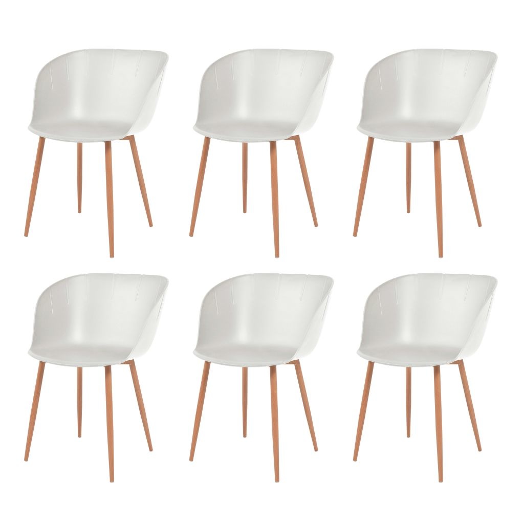 Chaise pcs manger acier et salle Plastique à de 6 Blanc Nn80wvm