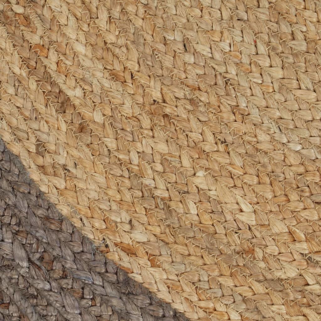 Tapis Fait à La Main Jute Avec Bord Gris 150 Cm