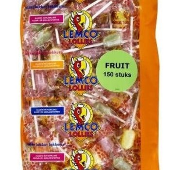 Lemco Vruchten Lollies Zak 150 Stuks Lemco