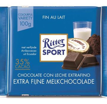 Ritter Sport Ritter Sport Extra Fine Milk Chocolade 35% Doos 12X 100Gr