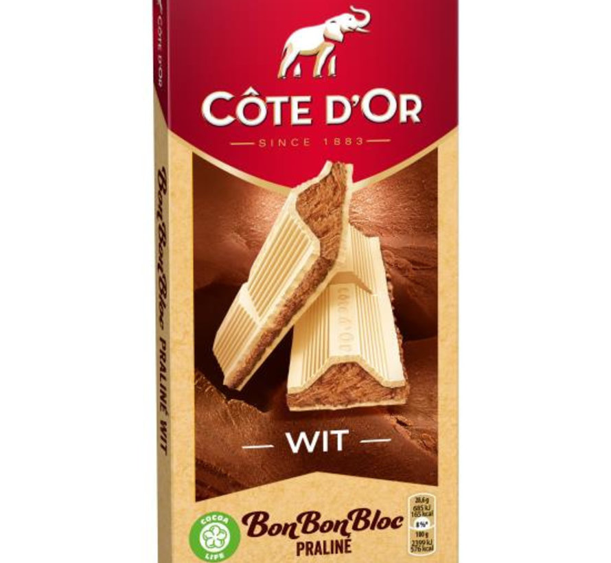 Cote D'Or Bonbonbloc Praline Wit Doos 15 X 200 Gram