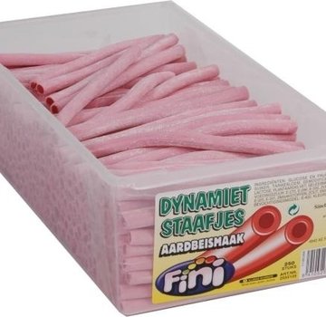 Fini Roze Dynamiet Staafjes Aardbei -Silo 250 Stuks  Fini