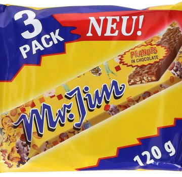 Mr Jim Peanuts Reep 3 Pack -  Doos 12 Stuks