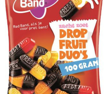 Red Band snoep Drop Fruit Duo Red Band -Doos 24x90 gram