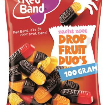 Red Band snoep Drop Fruit Duo Red Band -Doos 24x90 gram