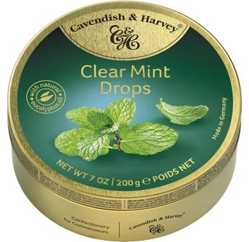 Cavendish & Harvey Clear Mint Drops -Doos 9 blikken