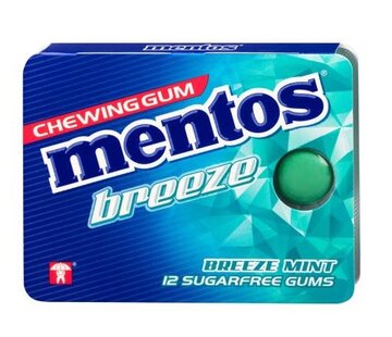 Mentos Suikervrije Breeze Mint Gum -12 blisters