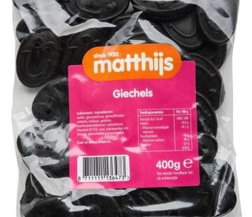 Matthijs snoep Drop Giechels 400 gram -Doos 20 stuks