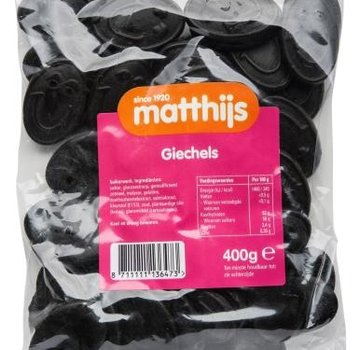 Matthijs snoep Drop Giechels 400 gram -Doos 20 stuks
