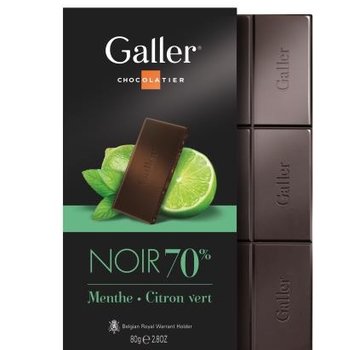 Galler Chocolade Puur Mint Citroen 70% Tablet -Doos 10 stuks