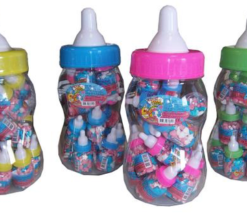 Baby snoep Blauwe Baby Fles XXL met 20 Stuks Mini flesjes