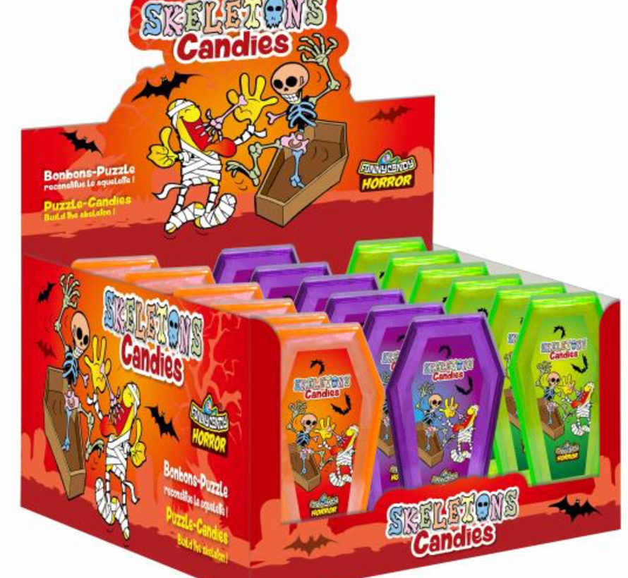 Halloween Skeleton Candy -Doos 18 stuks - Snoepdiscounter.nl