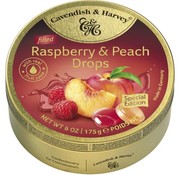Cavendish &amp; Harvey Raspberry & Peach Drops -Doos 9 blikken