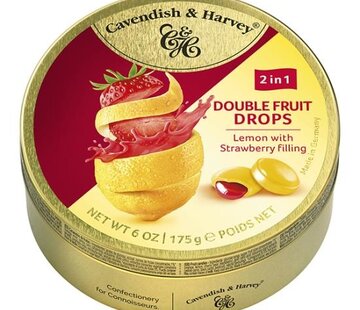 Cavendish &amp; Harvey Lemon Strawberry Drops -Doos 9 blikken