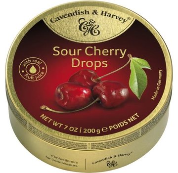 Cavendish & Harvey Sour Cherry Drops -Doos 9 blikken