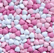 Baby Roze  witte fuchsia Chocolade Dragee Hartjes -900 Gram