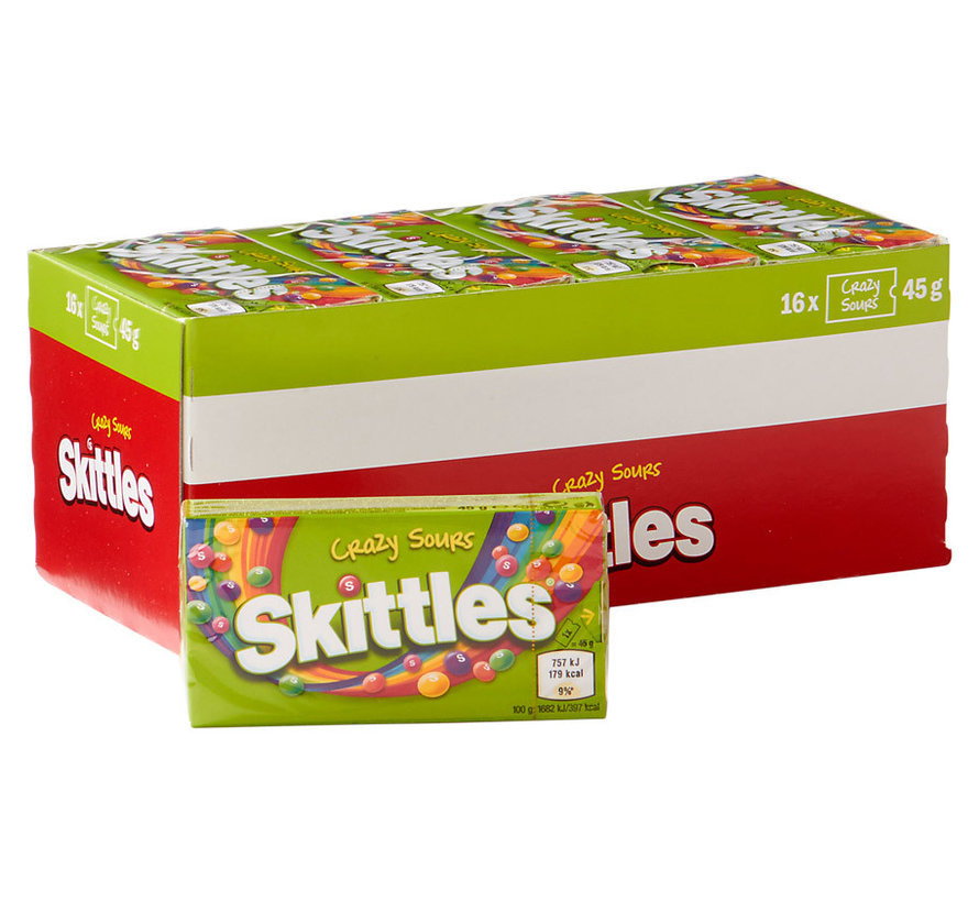 Skittles Crazy Sours -Doos 16x45 gram