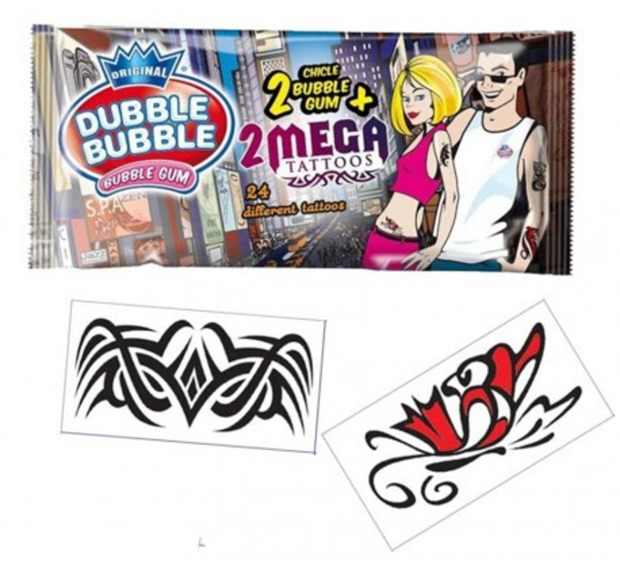 Dubble Bubble Gum City Mega Tattoo -Doos  24 Stuks
