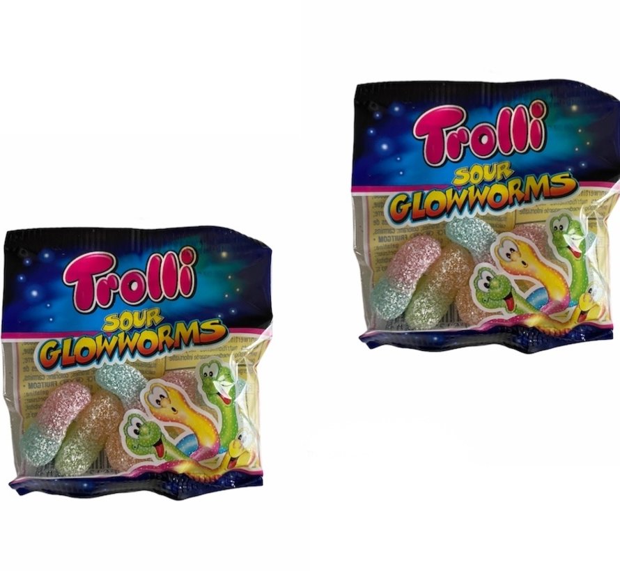 Sour Glow Worms - zak 100 x 10 gram