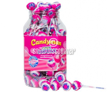 CandyMan Mac Bubble Aardbei lolly -Pot 100 stuks