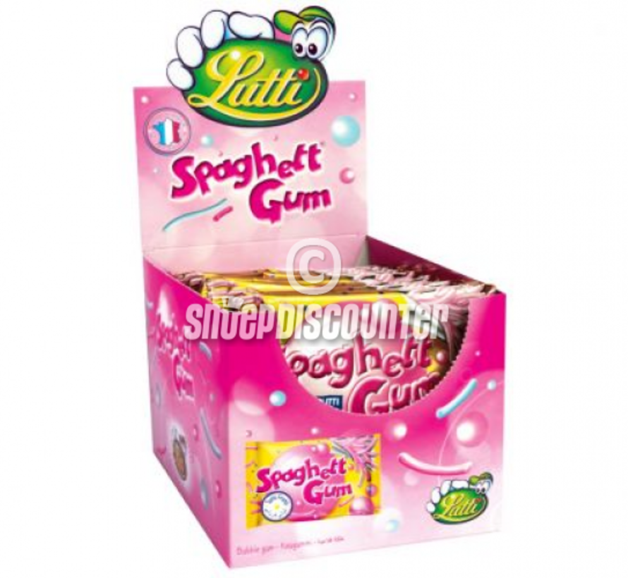 Roze Spaghetti Gum Tutti Frutti -Doos 24 stuks