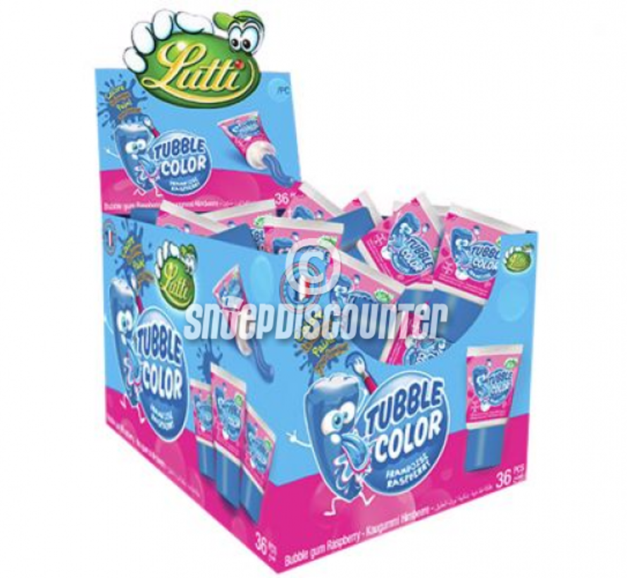 Lutti Kauwgom Tube Gum Blauw Tongue Paint - Doos 36 Stuks