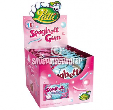 Lutti Blauwe Spaghetti Gum Bubblizz Tutti Frutti -Doos 24 stuks