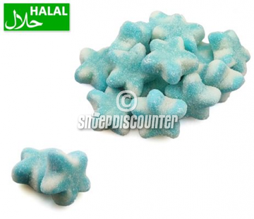 Halal Snoepdiscounter Sugared Blue Twist Stars -1 kilo