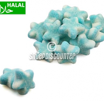 Halal Snoepdiscounter Sugared Blue Twist Stars -1 kilo