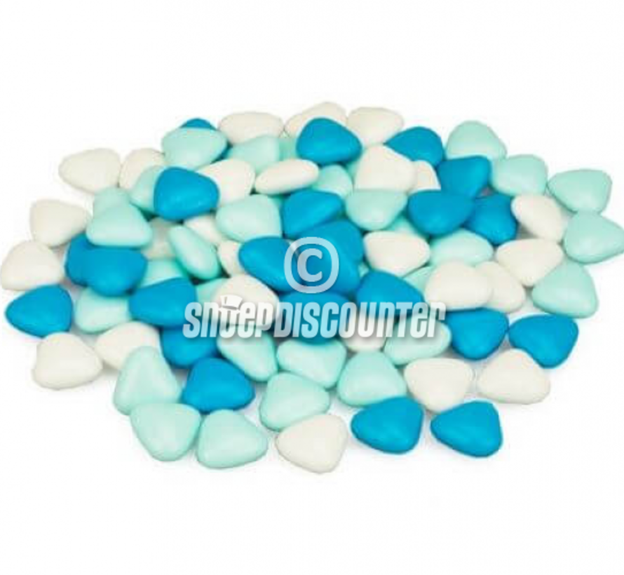 Blauwe Chocolade Dragee Hartjes  -900 gram