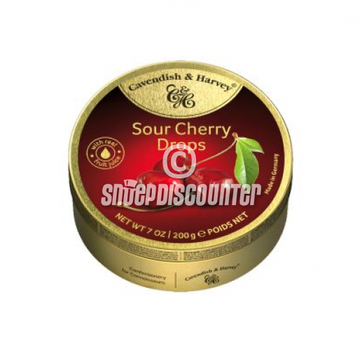 Cavendish &amp; Harvey Cavendish & Harvey Sour Cherry Drops -Blik 200 gram