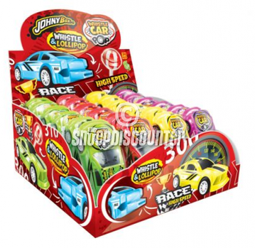 Johnny Bee Whistle Car Lolly VEGGIE -Doos 24 stuks