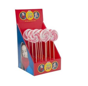 Holland Foodz Spiraal Lolly roze wit -Doos 30 stuks