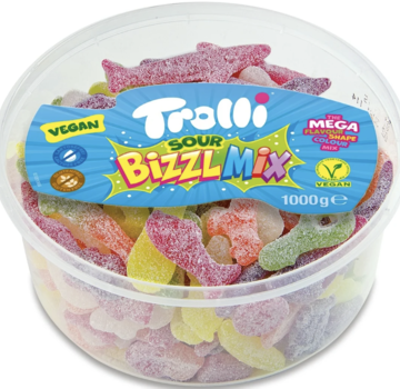 Trolli Zure Bizzl Mix VEGAN -Silo1 kilo