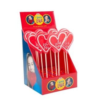 Valentijn I LOVE YOU Hart lolly -Doos 17 stuks