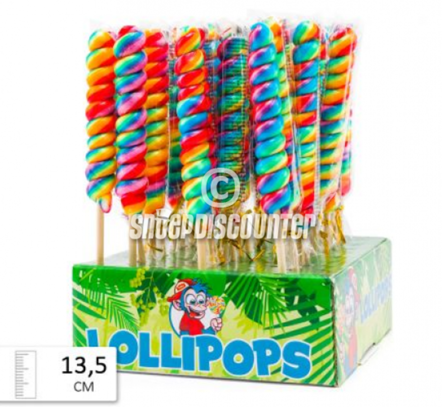 Twist Rainbow Lollipops 13,5 cm -Doos 30 stuks